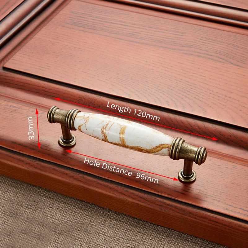 NAIERDI Antique Bronze Ceramic White Cabinet Handles Zinc Alloy Drawer knobs Wardrobe Door Handle European Furniture Hardware
