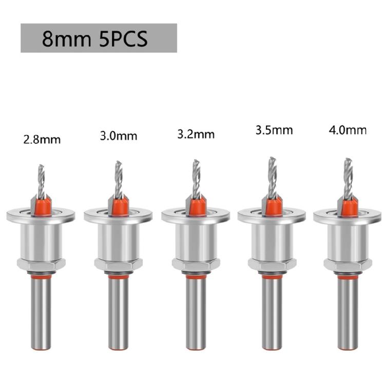 5Pcs Adjustable Depth Countersink Drill Bit Limit Taper Hole for Woodworking Compatibles with Electric and Hand Drills