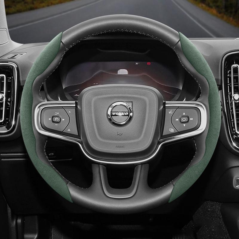 Suitable for Volvo Anti-Slip Buckle Segmented Suede Steering Wheel Cover Suitable for V40 V70 S60 C30 S40 S90 Xc90 Xc70 Xc Vnr