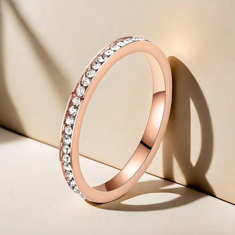 Luxury Women's Stainless Steel Ring: Electroplated Titanium, Non-Fading, Versatile Design