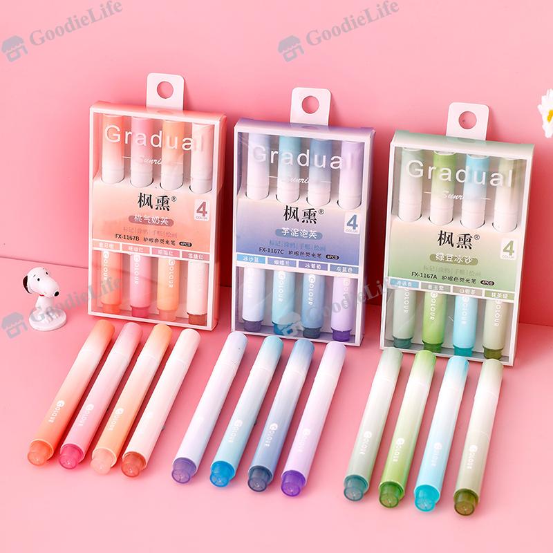Morandi Pastel Highlighter Set Student Color Markers Large Capacity Eye Protection Fluorescent Pens