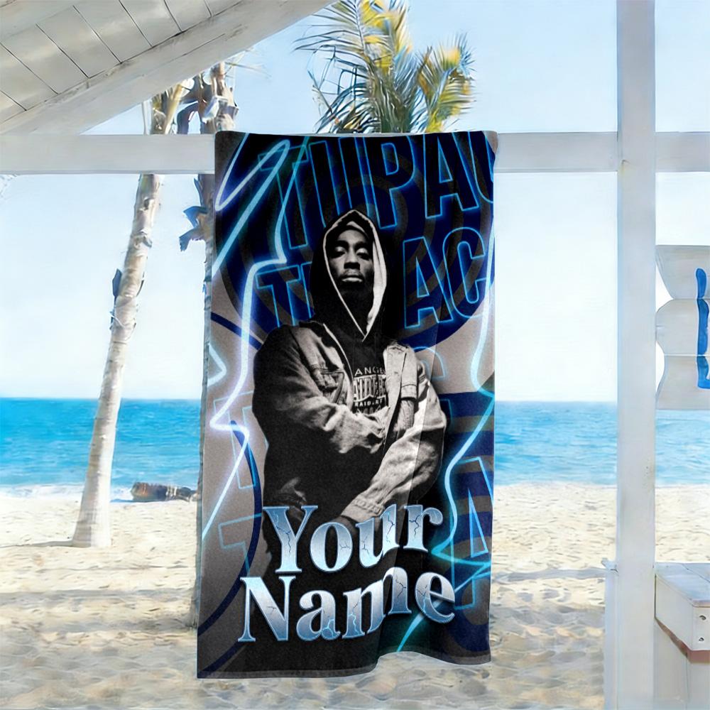 2pac Customize Your Name Beach Towel Soft Durable Quick-Dry Suitable for Swimming Gym Camping Yoga Vacation
