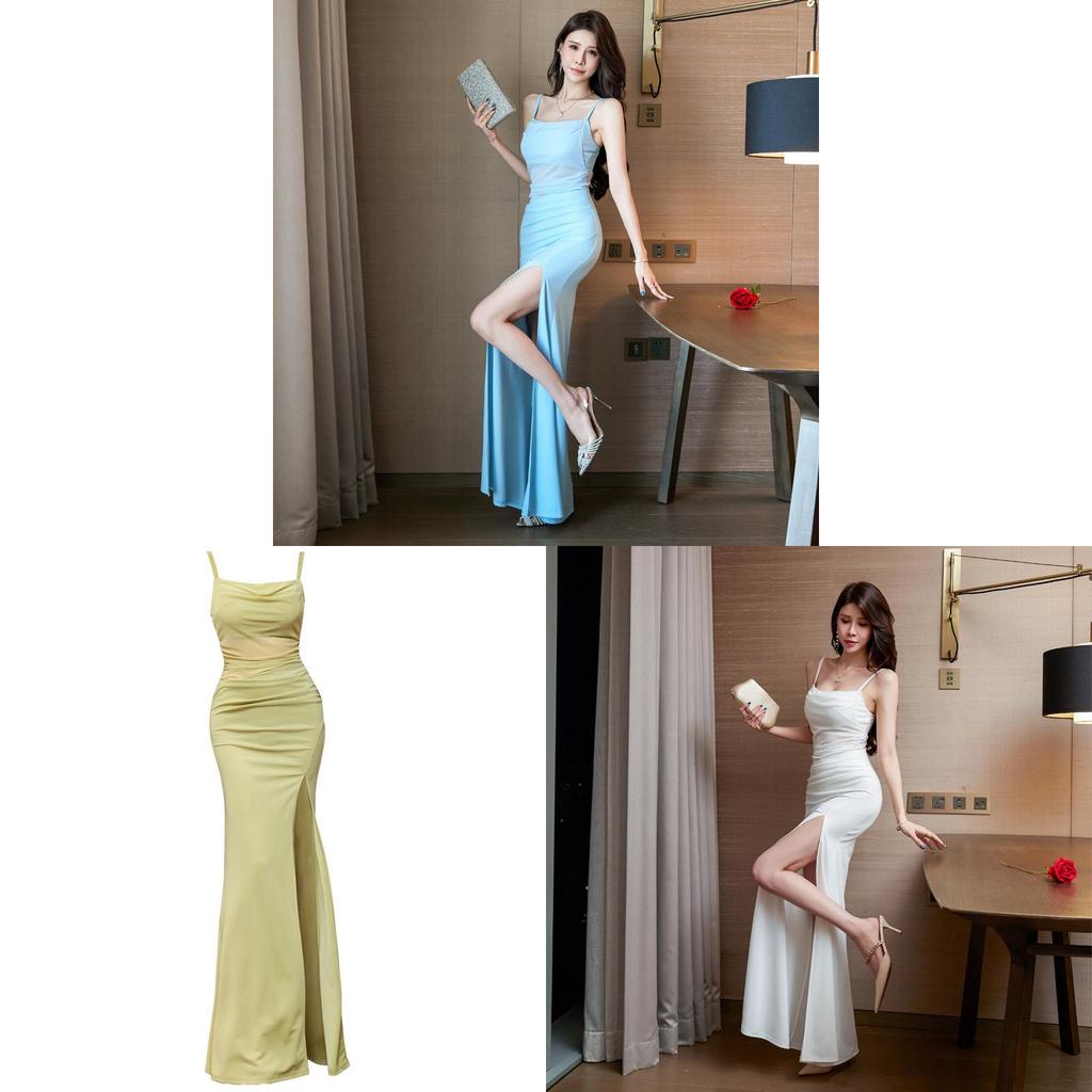 Elegant Long Dress For Women With Slit And Bodycon Fit For Evening Wear