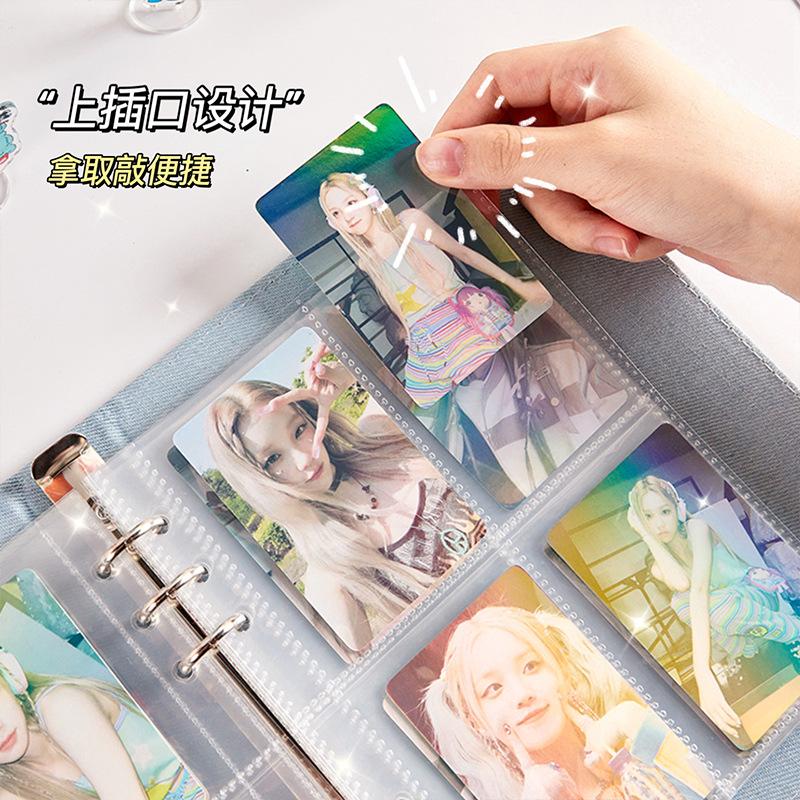 Denim Butterfly A5 Korean Kpop Photocard Binder jeans D-Ring Album Loose Leaf Photo Holder for Collecting Cards Travel & Storage
