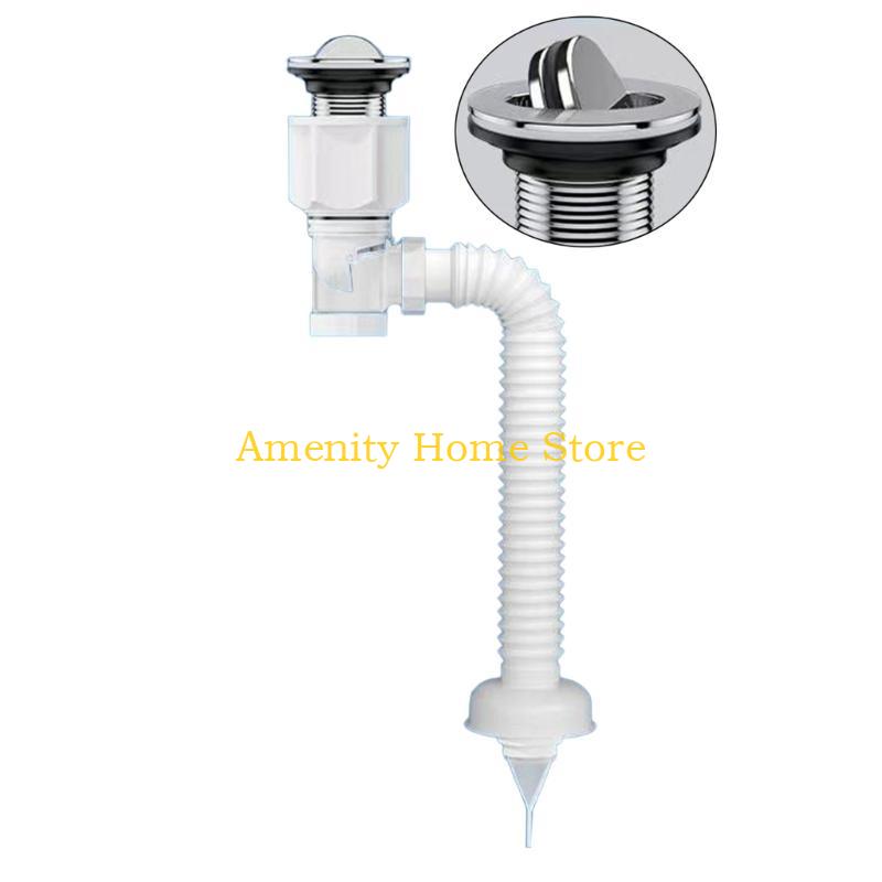 F26C Convenient Sink Drain Solution ABS & Steel Sink Drain Set Drain Pipe Set Preventing Clogs Unpleasant Odors for Bathroom