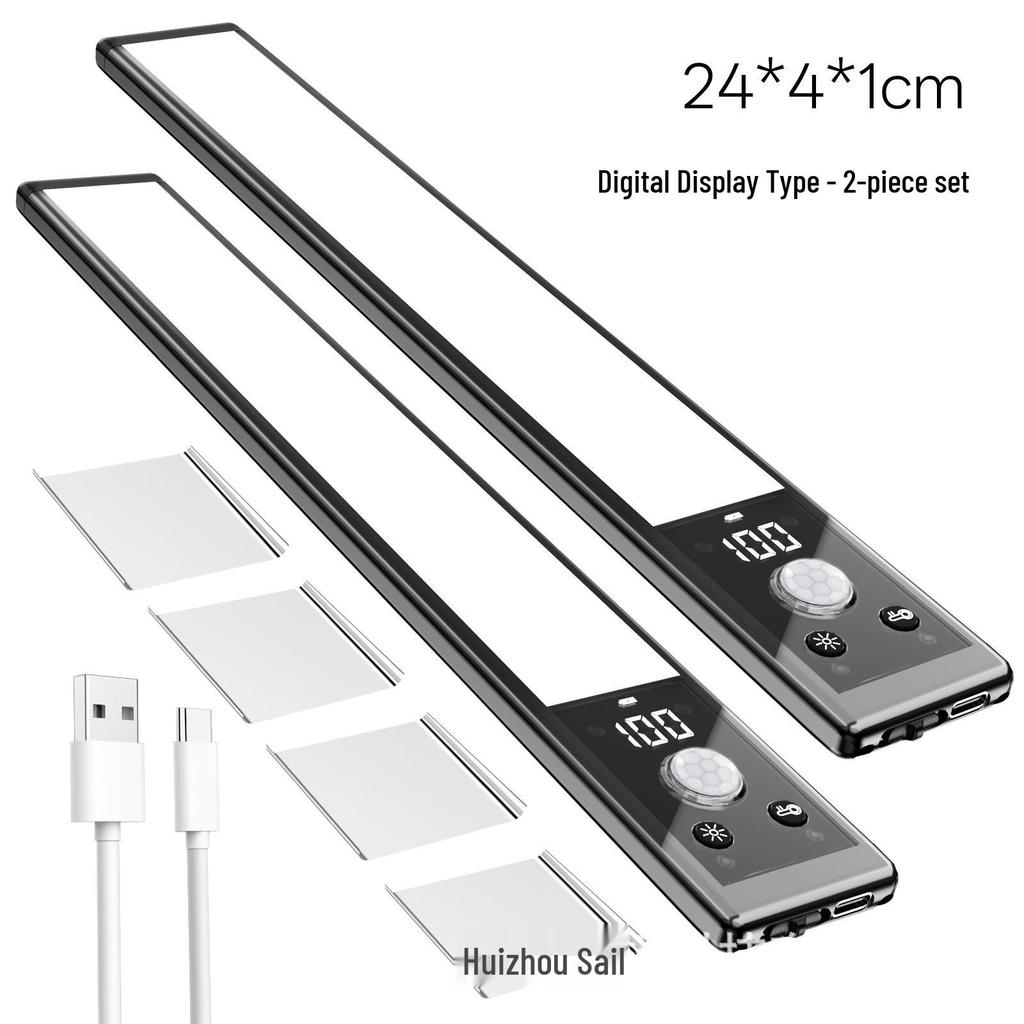Ultra-thin LED Sensor Light: Human Motion-Activated, Self-Adhesive, Rechargeable Night Light for Cabinets and Displays
