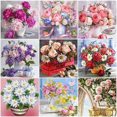 Kit di pittura diamante 5D peonia strass diamante ricamo fiore pieno trapano quadrato punto croce ricamo decorazioni per la casa