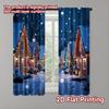 2pcs 2D Flat Printing Christmas Curtains Christmas Town Scene Fabric Without Electricity Versatile Perfect for All Occasions