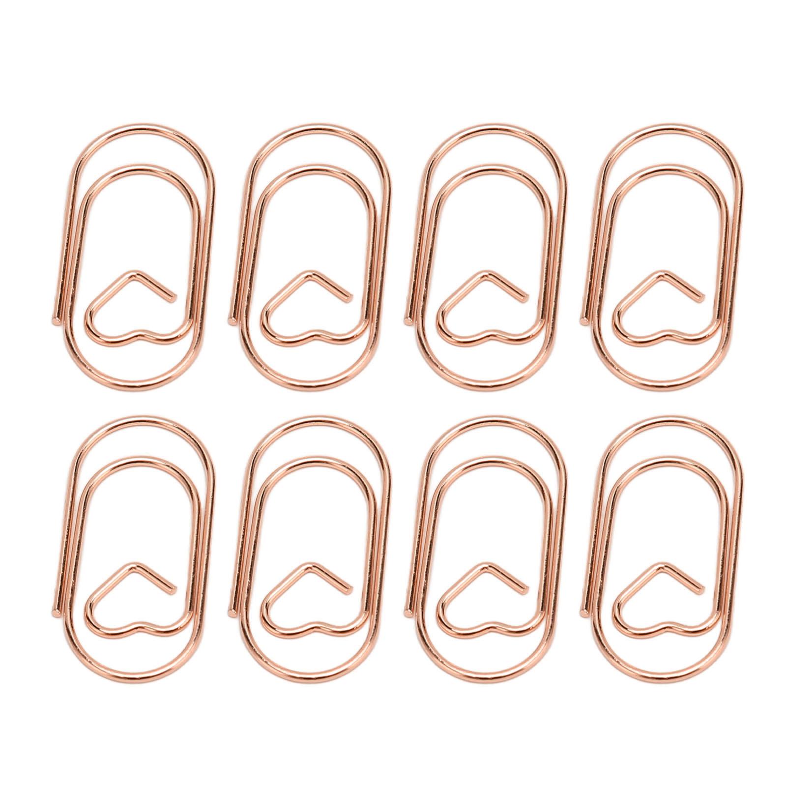 

100pcs Paper Clips Portable Heart Shape Rustproof Electroplated Metal Paperclips Office Supplies Rose Gold
