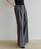MAKE A TOAST Layered Belted Wide Slacks (Dark Gray) Mbffpa005Dg