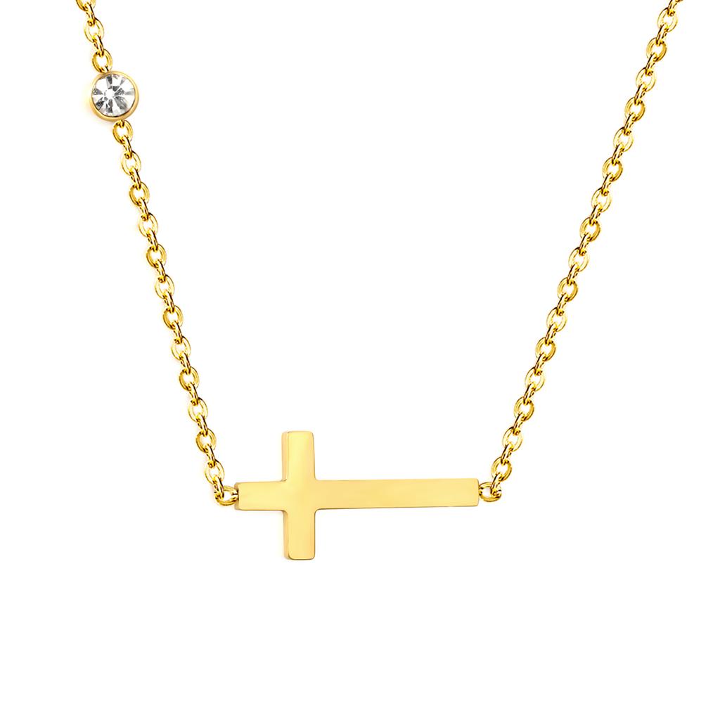 Minimalist Cross Pendant Necklace, Lightweight Luxury Choker, Elegant and High-end Stainless Steel Accessory for Women
