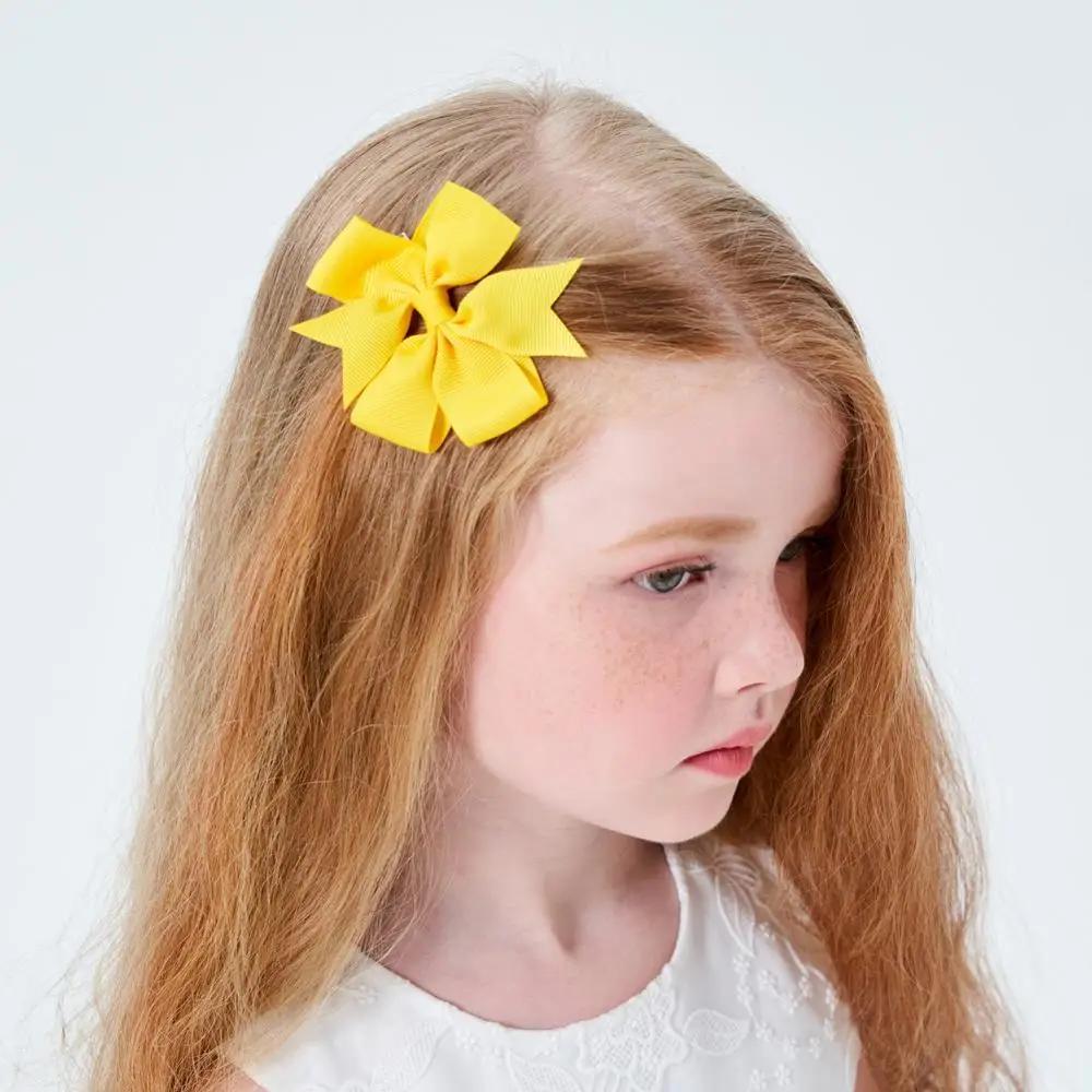 24pcs/lot Solid Colors Hair Bows With Clip For Kids Girls Grosgrain Ribbon Hairgrips Boutique Hairpins Headwear Hair Accessories