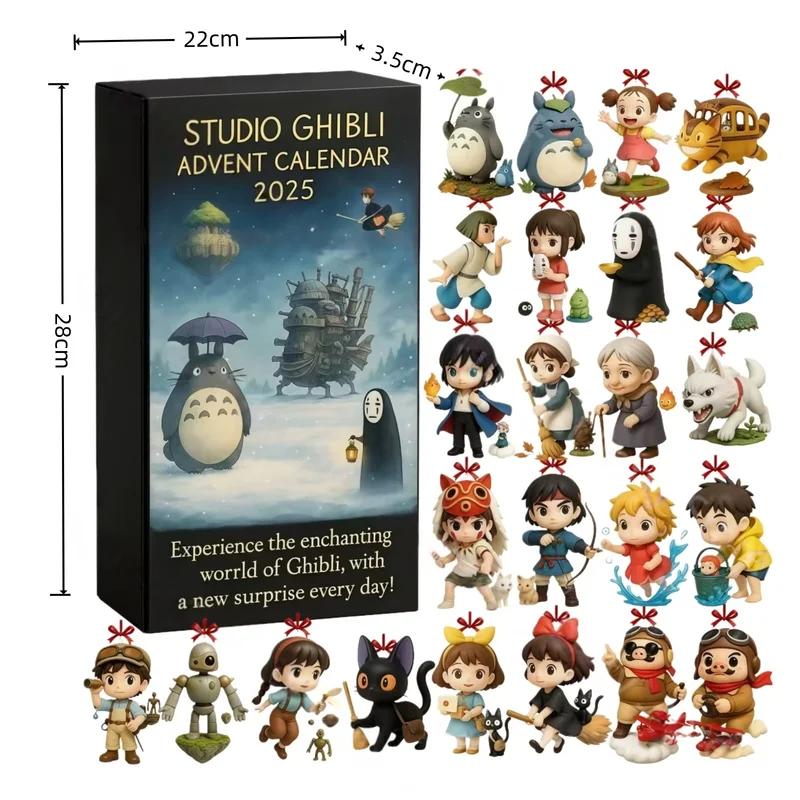 3D Classic Studio Ghibli Anime Christmas Advent Calendar Toy Figure Collectible Cosplay Accessories Trendy Countdown Blind Box PVC