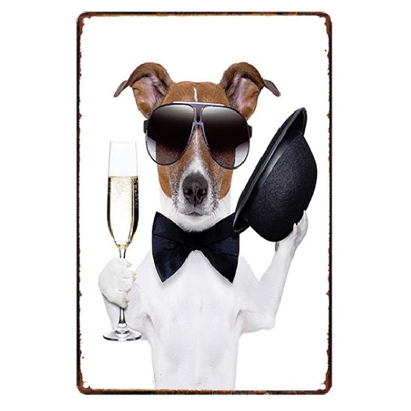 Mfoever Christmas Dog Decor Metal Tinplate Poster New Year Festival Decor Xcm Cute Dog Poster