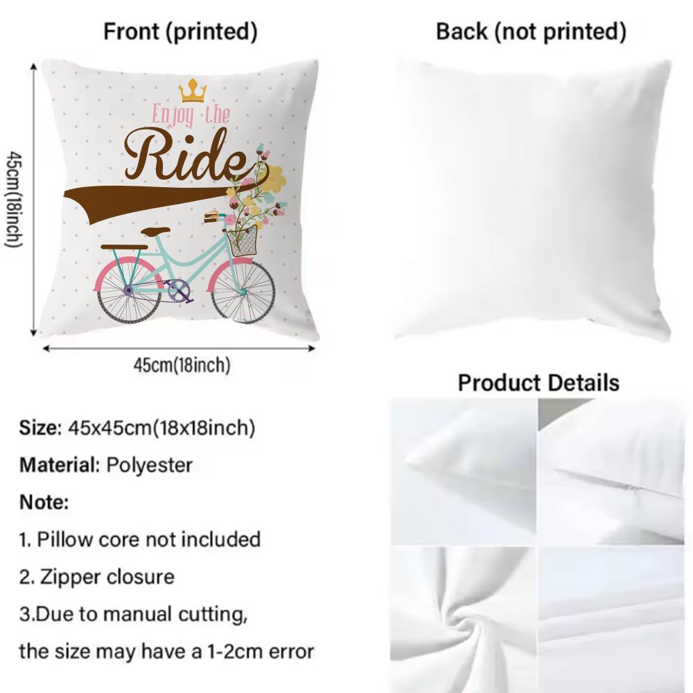 Country Flower Bicycle Cushion Cover Premium Comfort Reversible Pillow Cover - Dual - Use Design for Home & Car
