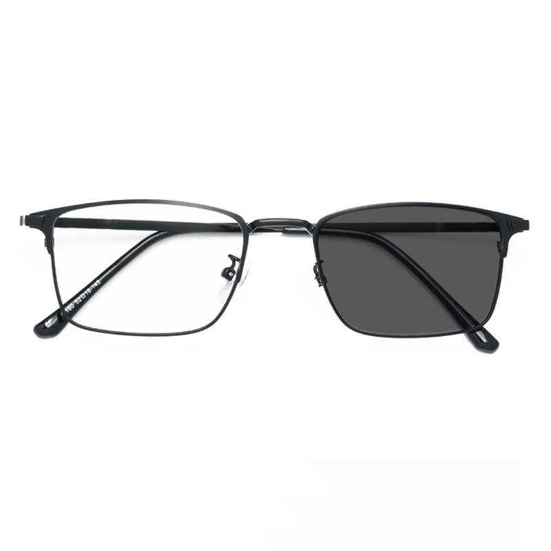 Retro Ultralight Titanium Alloy Optical Prescription Eyeglasses Frame Business Square Photochromic Anti Blue Ray Reading Glasses
