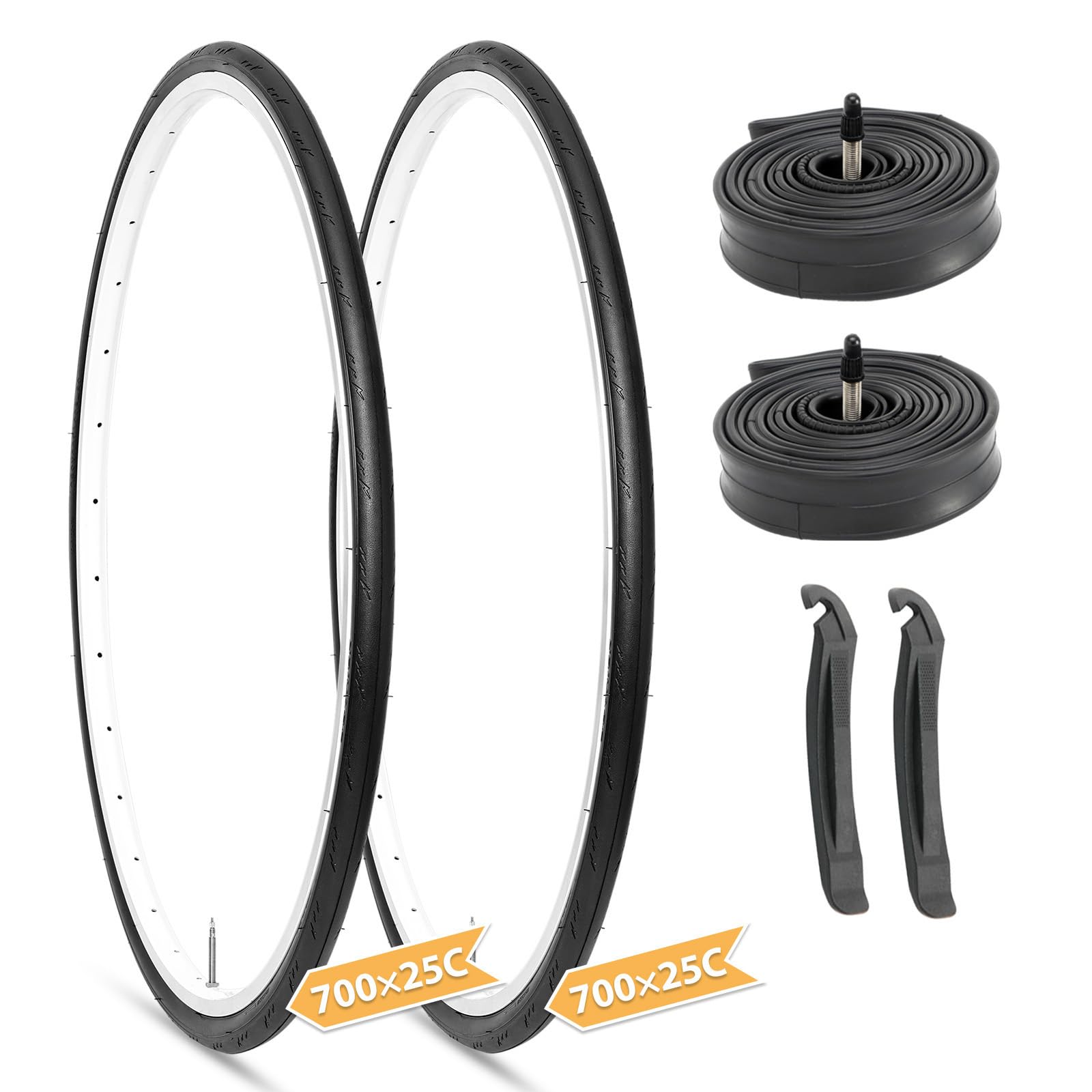 

Hycline Road Bike Tires (1/2/Set) 700x25C Folding Clincher Tires with Presta Valve (FV48mm) - Lightweight, Wear-Resistant, Suitable for Commuting and