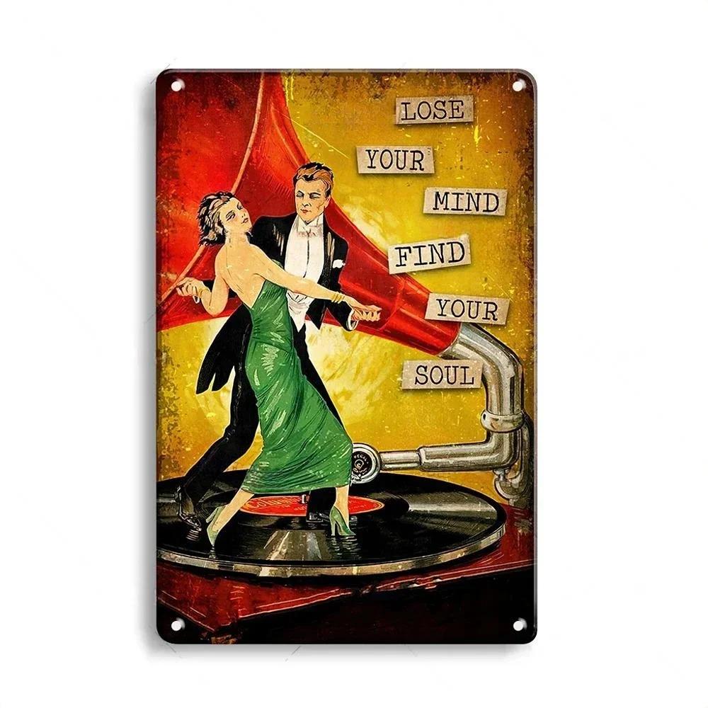 Vintage Rusty Vinyl Records Metal Aluminum Sign Retro Decorative Plate Classic Music Sign Home Studio Bar Man Cave Wall Decor