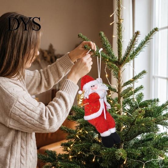 Fabric Santa Claus Decorations Climbing Decoration, Christmas Tree Hanging Ornament Gift for Kids Adults with Rope Holiday Party, Indoor Home