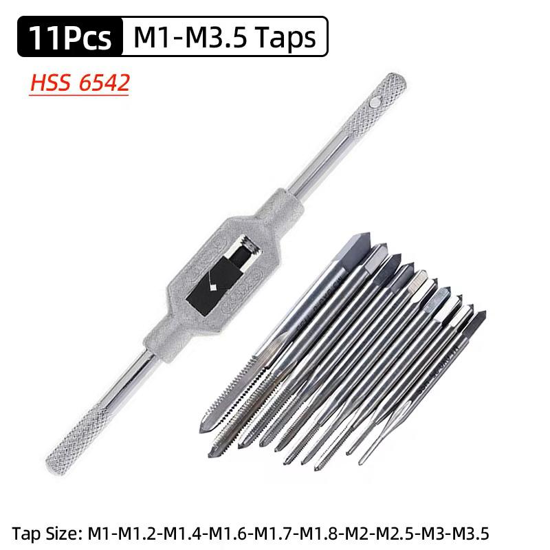Adjustable M3-M12 T-Handle Ratchet Tap Holder Wrench Tap Wrench Drill Set Hand Tapping Tools Screw Thread Tap Drill Bit