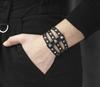 Vintage Lær Armbånd Armmansjett Goth Metall Armbånd Skjult Spenne Justerbar Gotisk Punk Armbånd Herresmykker