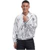 Mens Metallic Bomber Jacket Striped Band Long Sleeve Shiny Outerwear Club Coat Street Style