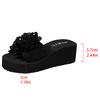 Fashion Fashion Flower Design Wedge Slippers Women Summer Sequins Black Platform Slides Female Stylish Anti-Slip High Heel Sandals Mujer