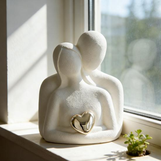 Romantische Paarskulptur Keramik Abstrakte Verliebte Figuren für Schlafzimmer TV-Schrank Heimregal Dekoration Hochzeit Valentinstag Jahrestag