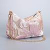 Cute Flower Embroidery Women Shoulder Bags Fashion Sequin Chains Crossbody Bag Summer Casual Beach Bag Hobos Handbag and Purse
