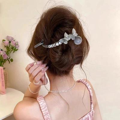 Faux Diamond Butterfly Hair Clip Cute Shiny Rust-Resistant Hair Barrettes for Girls School Daily Outing Friend Gathering Gift
