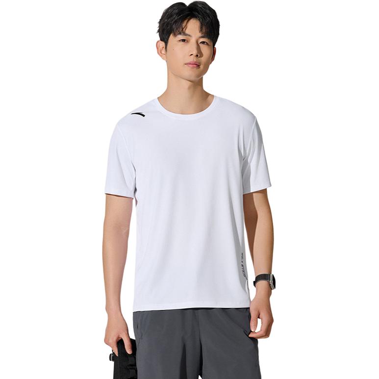Anta Удобная легкая дышащая простая повседневная футболка с коротким рукавом для мужчин, топы чисто-белого цвета 952527114-1