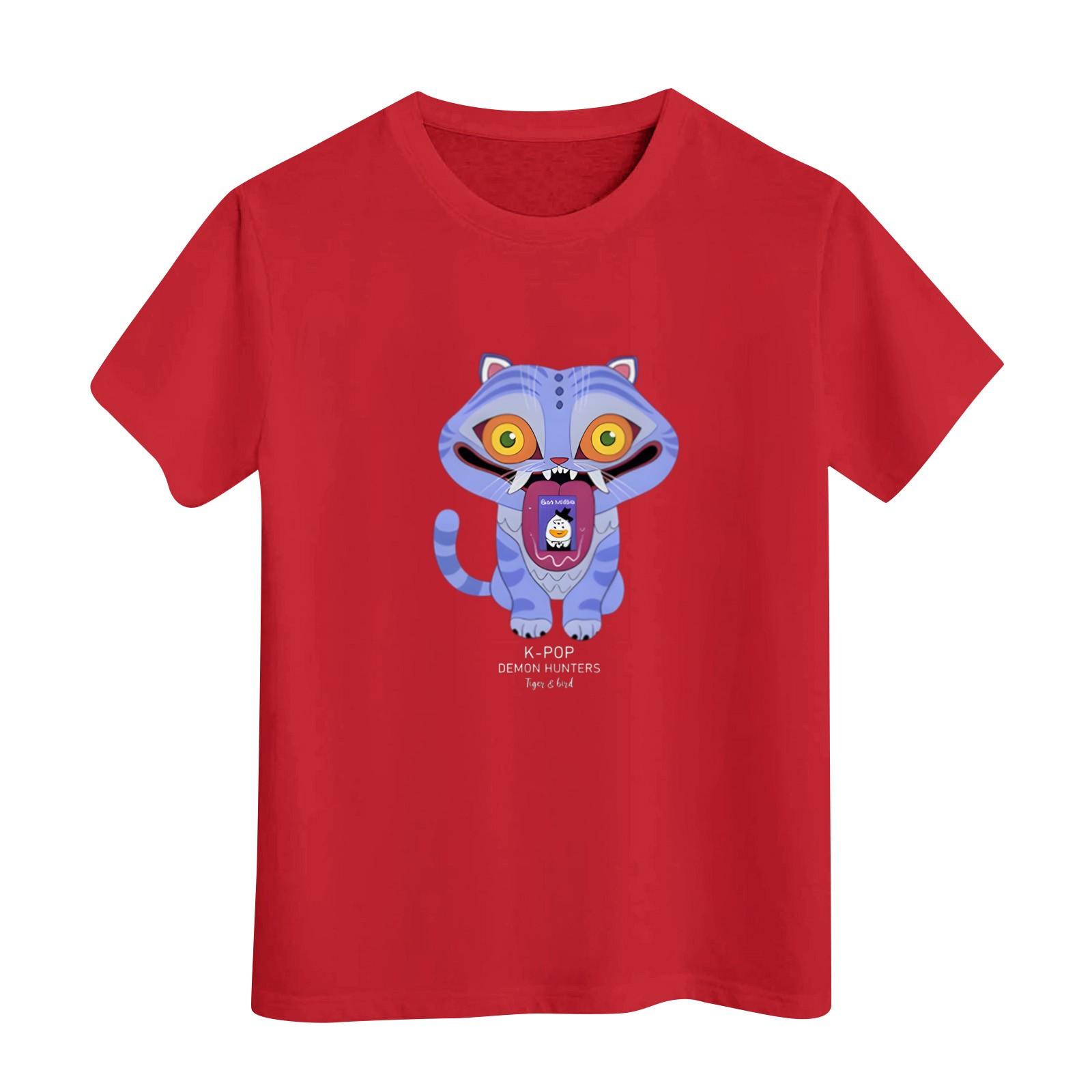 

Футболка с короткими рукавами и круглым вырезом для мальчиков и девочек 100 красный