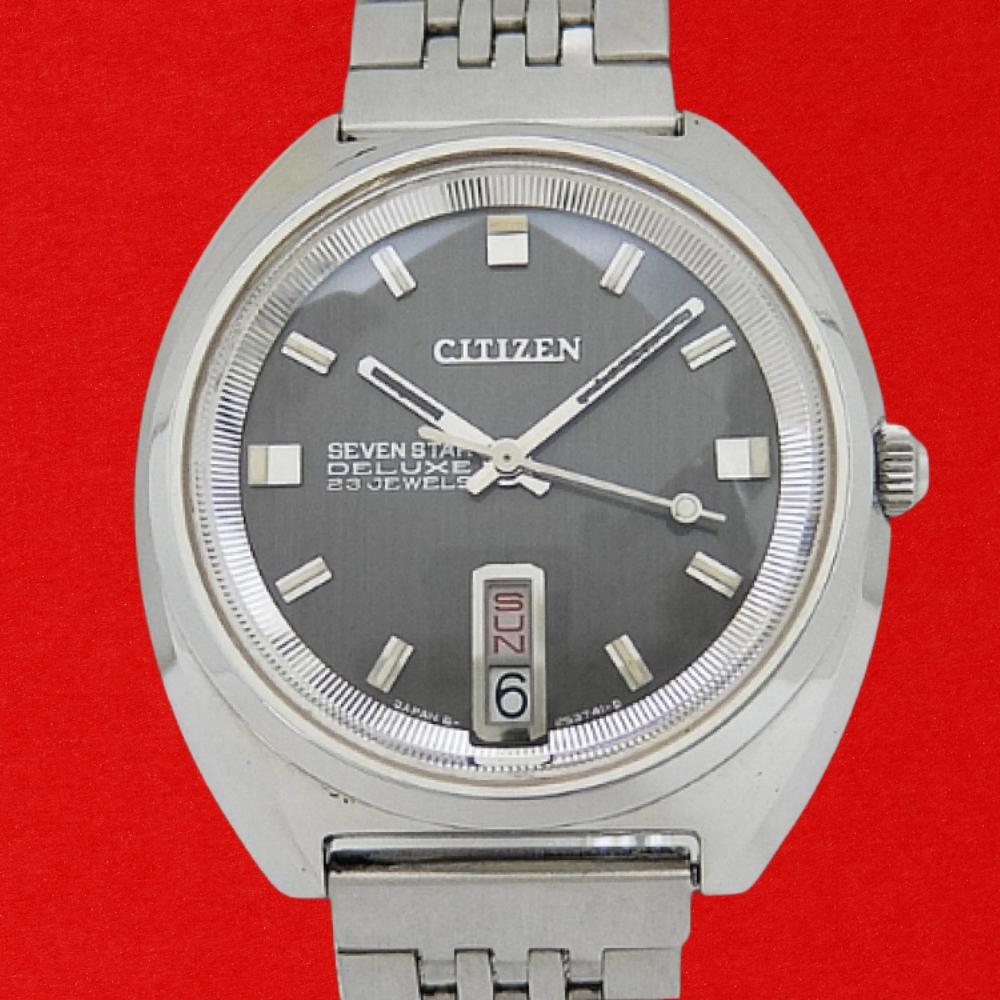 

CITIZEN SEVEN STAR Deluxe 23 Jewels Ref. 4-520173TA SS Grey Dial Automatic Used