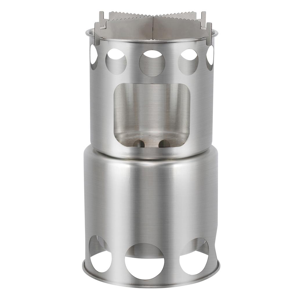 Camping Stove Portable Stainless Steel Lightweight Wood-Burning Stove Outdoor Cooking Picnic Camping Burner Wood-Burning Stove