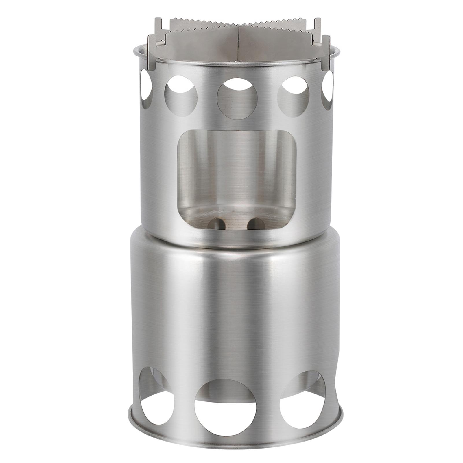 Camping Stove Portable Stainless Steel Lightweight Wood-Burning Stove Outdoor Cooking Picnic Camping Burner Wood-Burning Stove