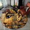 2025 New Ancient Egypt Hieroglyphic Mythology Wall Painting Glyph Round Carpet Rug for Bedroom Living Room Sofa,Decor Floor Mat