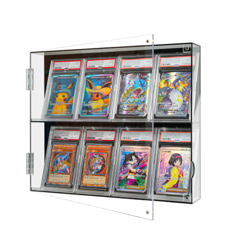 GUNSEED PSA Storage Case, Acrylic Card Display Case - PSA Wall-Mounted, Highly Transparent, Magnetic Door, UV Protection, Holds 8 Trading Cards