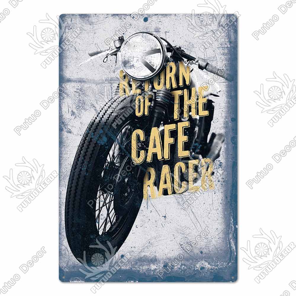 Putuo Decor Cafe Racer Vintage Tin Sign Plaque Metal Wall Art Stickers Garage Man Cave Pub Bar Retro Poster Iron Painting