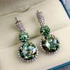 18k Green Moissanite Earrings Set with Brilliant Fire and Dazzling Carat Diamonds