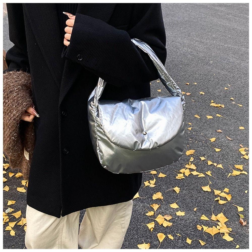 Large Capacity Down Handbag Cloth Winter Underarm Bag Sweet Nylon Shoulder Bag  Office Worker