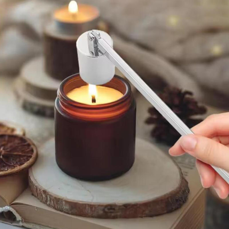 Candle Flame Snuffer Stainless Steel with Long Handle Candle Extinguisher Durable Bell Shape Cover Anti-Slip Candle Stopper Wick Snuffer for Safety