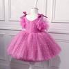 Baby Girl Dress 0-5Y Pearl Princess Dress Baby Baptism Dress Lace Tutu Net Yarn Girl Birthday  Party Dress Girl Dress