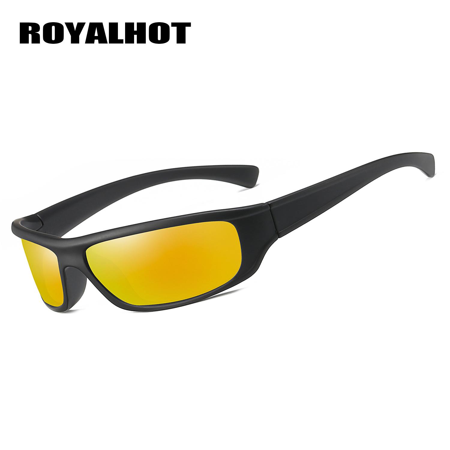 

RoyalHot унисекс поляризационные крутые уютные спортивные солнцезащитные очки винтажные солнцезащитные очки ретро очки оттенки, UV400 оранжевый
