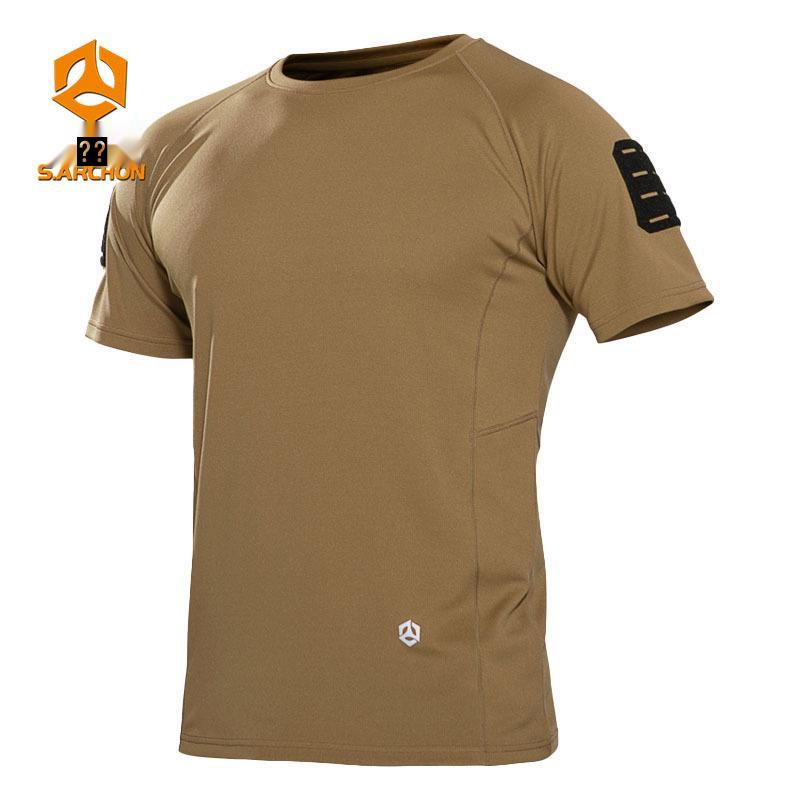 

Мужская быстросохнущая футболка с защитой от солнца Angken - репеллент от комаров, ледяной шелк, короткий рукав для активного отдыха Large хаки