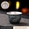 Antique Blue And White Silver Gilded Large Master Tea Cup Handmade Ceramic Chinese Gongfu Teaware Collector Gift