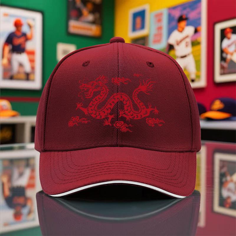 Red Dragon Graphic Baseball Cap Polyester Breathable Outdoor Adjustable Unisex Sport Hat