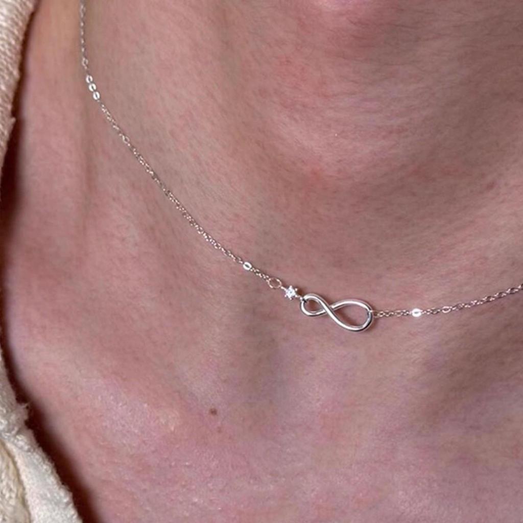 Korean Möbius Zircon Necklace: Elegant Layered Clavicle Chain Gift for Her