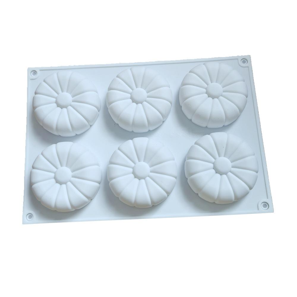 1 Pc Baking 6 Even Sunflower French Mousse Dessert Cake Mold Chrysanthemum Hemp Mold Chocolate Silicone Candle Mold
