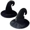 Sametový čarodějnický klobouk s tajemným knoflíkovým designem, široký okraj, jednobarevný, halloweenský cosplay klobouk, doplněk k čarodějnickému kostýmu