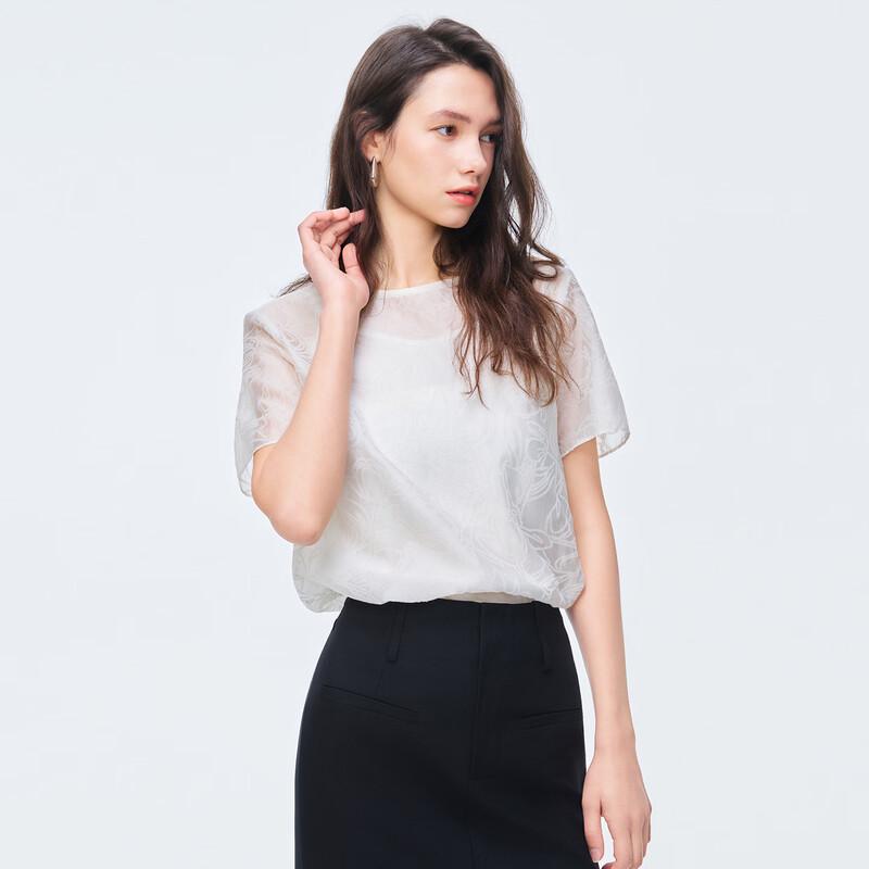 Women s Jacquard Loose Fit Short-Sleeve Shirt S